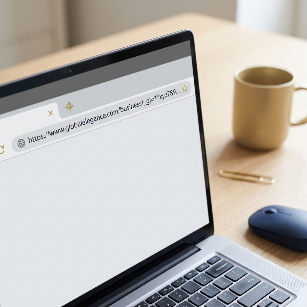 Laptop browser with an extended query string in the address bar.
